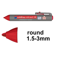 Whiteboard marker 1.5 - 3.0mm round tip | red | Edding Retract 12 200850