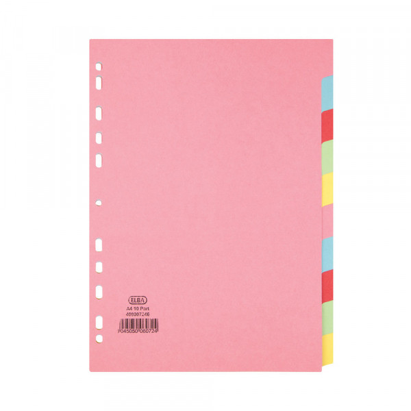 Cardboard tabs (10 coloured tabs) | A4, 11-hole | Elba 237622 - 1