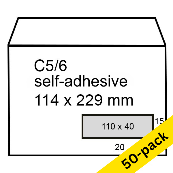 Envelope 114 x 229mm (C5/6 window @ right) | PEEL & SEAL | 123ink | 50-pack 300918 - 1