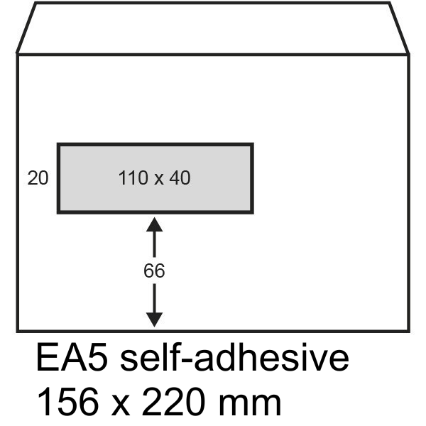 Envelope 156 x 220mm (C5 | EA5 window @ left) | PEEL & SEAL | 123ink | 1,000-pack 302783 - 2