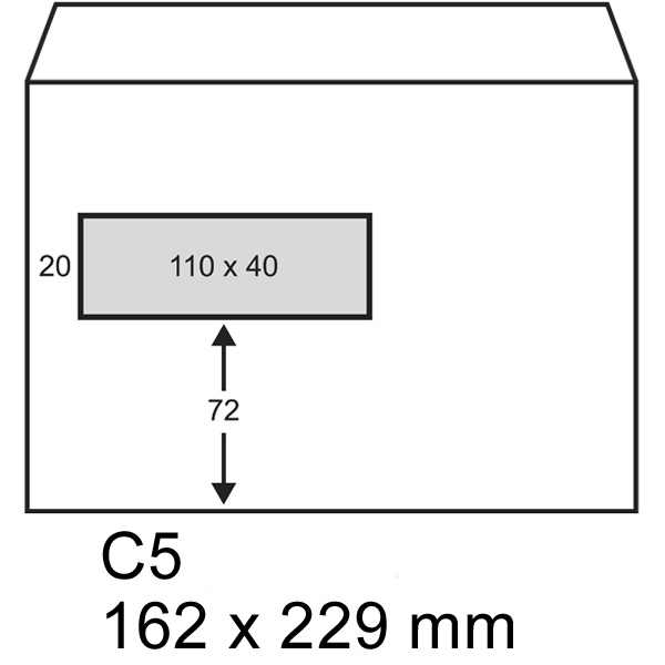 Envelope 162 x 229mm (C5 window @ left) | gummed | 123ink | 500-pack 300928 - 2