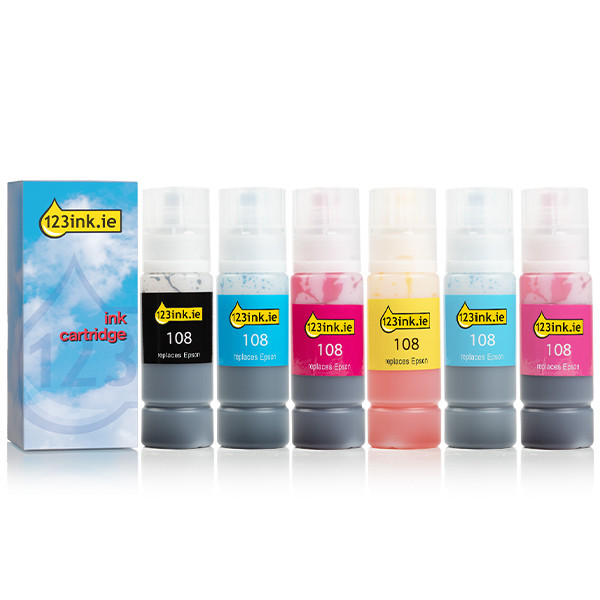Epson 108 BK/C/M/Y/LC/LM ink tank 6-pack (123ink version) 160683 - 1