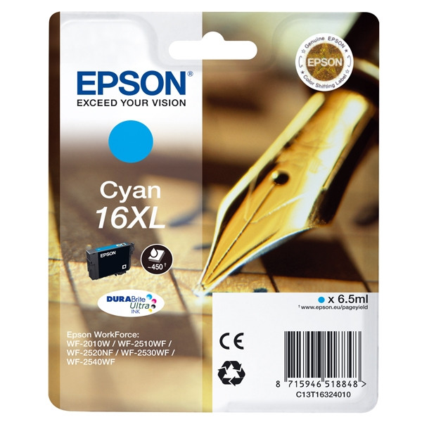 Epson 16XL (T1632) high capacity cyan ink cartridge (original Epson) C13T16324010 C13T16324012 026532 - 1