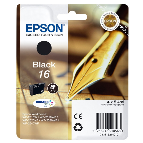 Epson 16 (T1621) black ink cartridge (original Epson) C13T16214010 C13T16214012 026520 - 1