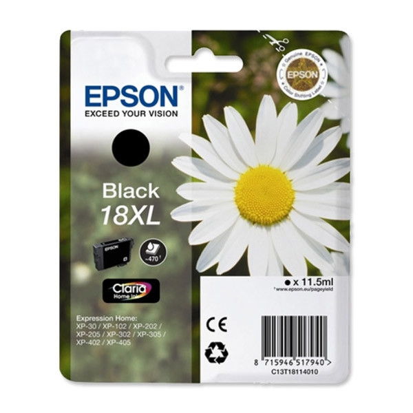 Epson 18XL (T1811) high capacity black ink cartridge (original Epson) C13T18114010 C13T18114012 026478 - 1