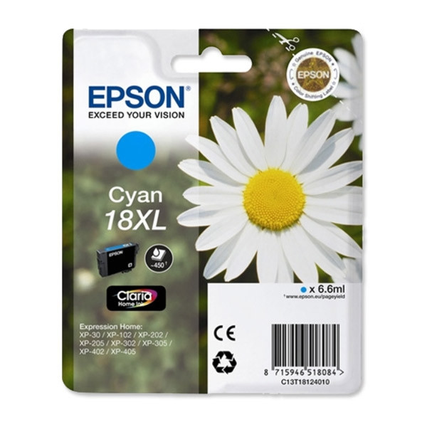 Epson 18XL (T1812) high capacity cyan ink cartridge (original Epson) C13T18124010 C13T18124012 026480 - 1