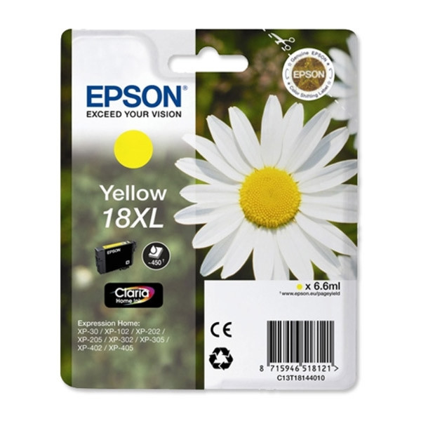 Epson 18XL (T1814) high capacity yellow ink cartridge (original Epson) C13T18144010 C13T18144012 C13T18144022 026484 - 1