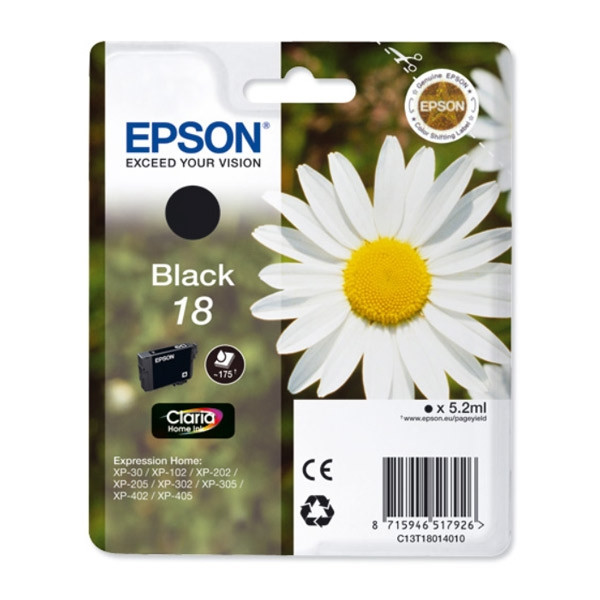 Epson 18 (T1801) black ink cartridge (original Epson) C13T18014010 C13T18014012 026468 - 1