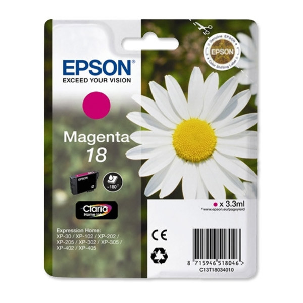 Epson 18 (T1803) magenta ink cartridge (original Epson) C13T18034010 C13T18034012 026472 - 1