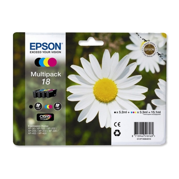 Epson 18 (T1806) BK/C/M/Y ink cartridge 4-pack (original Epson) C13T18064010 C13T18064012 026476 - 1