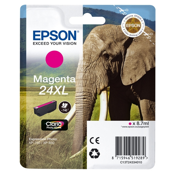 Epson 24XL (T2433) high capacity magenta ink cartridge (original Epson) C13T24334010 C13T24334012 026594 - 1