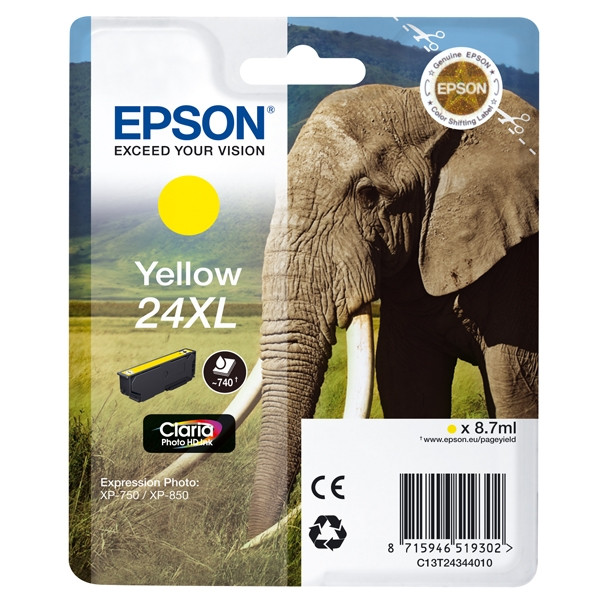 Epson 24XL (T2434) high capacity yellow ink cartridge (original Epson) C13T24344010 C13T24344012 026596 - 1