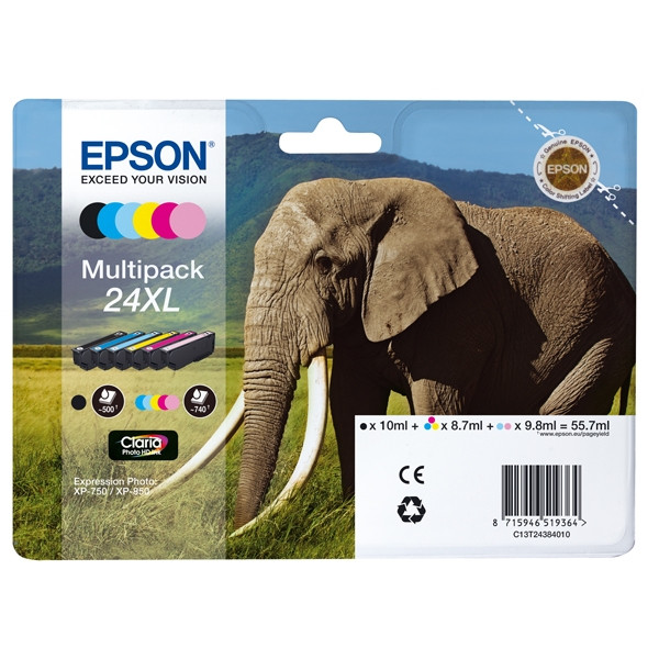 Epson 24XL (T2438) BK/C/M/Y/LC/LM ink cartridge 6-pack (original Epson) C13T24384010 C13T24384011 026602 - 1