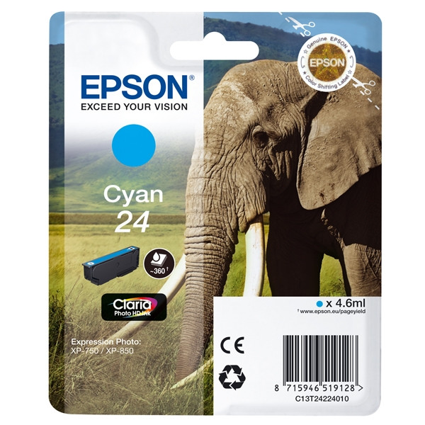 Epson 24 (T2422) cyan ink cartridge (original) C13T24224010 C13T24224012 026578 - 1