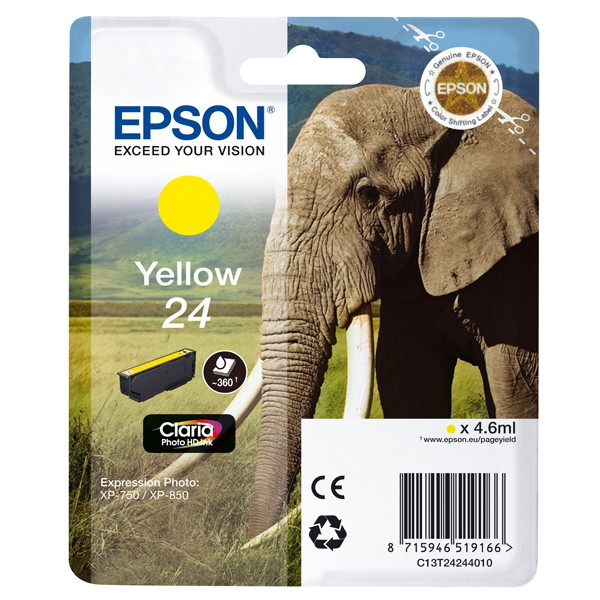 Epson 24 (T2424) yellow ink cartridge (original Epson) C13T24244010 C13T24244012 026582 - 1