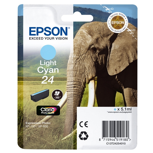 Epson 24 (T2425) light cyan ink cartridge (original Espon) C13T24254010 C13T24254012 026584 - 1