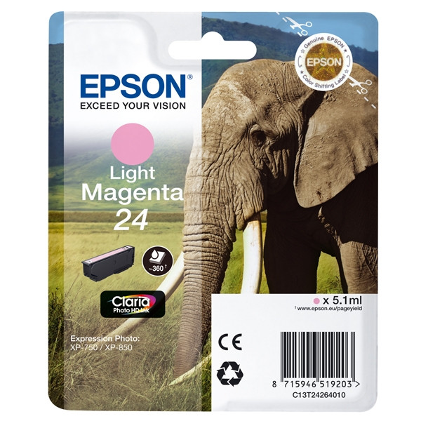 Epson 24 (T2426) light magenta ink cartridge (original Epson) C13T24264010 C13T24264012 026586 - 1