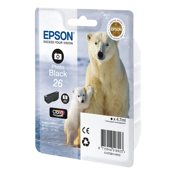 Epson 26XL (T2631) high-capacity photo black ink cartridge (original Epson) 026510 - 1