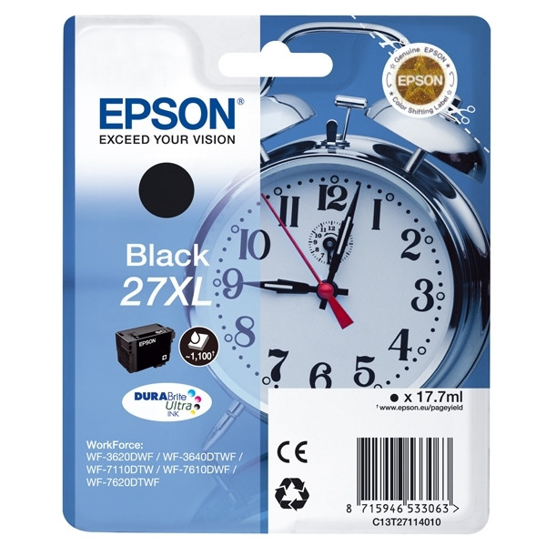 Epson 27XL (T2711) high capacity black ink cartridge (original Epson) C13T27114010 C13T27114012 026616 - 1
