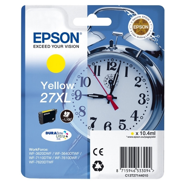 Epson 27XL (T2714) high capacity yellow ink cartridge (original Epson) C13T27144010 C13T27144012 026622 - 1