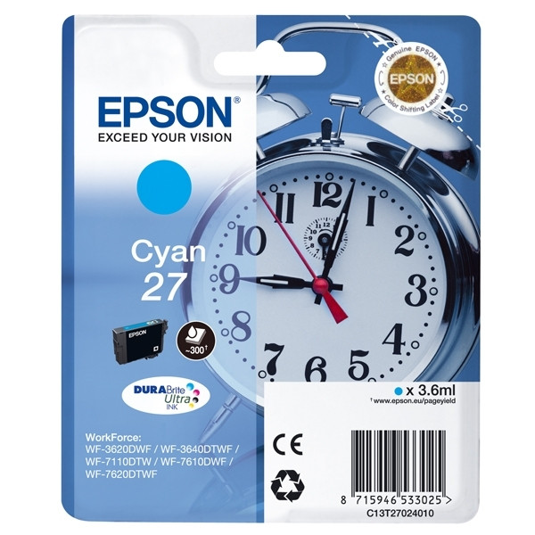 Epson 27 (T2702) cyan ink cartridge (original Epson) C13T27024010 C13T27024012 026628 - 1