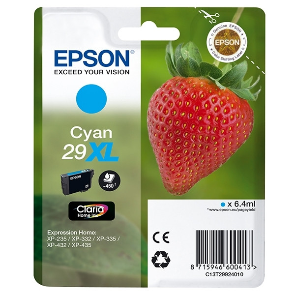 Epson 29XL (T2992) high capacity cyan ink cartridge (original Epson) C13T29924010 C13T29924012 026834 - 1