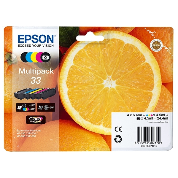 Epson 33 (T3337) BK/PBK/C/M/Y ink cartridge 5-pack (original Epson) C13T33374010 026868 - 1