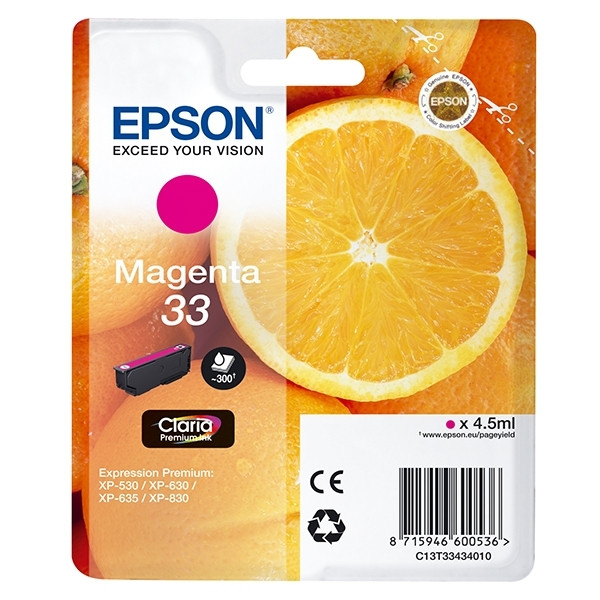 Epson 33 (T3343) magenta ink cartridge (original Epson) C13T33434010 C13T33434012 026860 - 1
