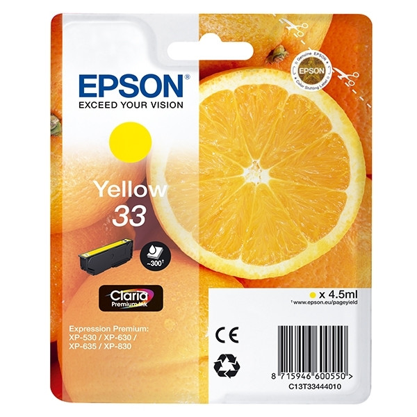 Epson 33 (T3344) yellow ink cartridge (original Epson) C13T33444010 C13T33444012 026864 - 1
