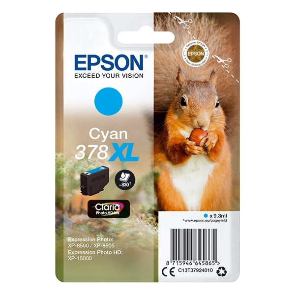 Epson 378XL high capacity cyan ink cartridge (original) C13T37924010 027112 - 1