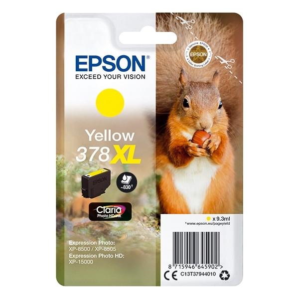 Epson 378XL high capacity yellow ink cartridge (original Epson) C13T37944010 027116 - 1