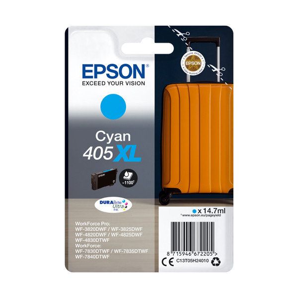 Epson 405XL high capacity cyan ink cartridge (original Epson) C13T05H24010 C13T05H24020 083548 - 1