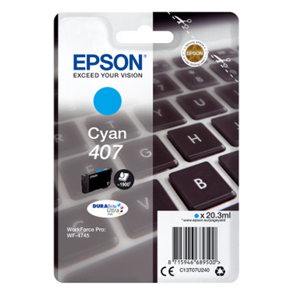 Epson 407 cyan ink cartridge (original Epson) C13T07U240 083558 - 1