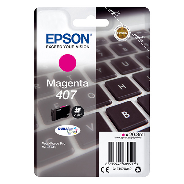 Epson 407 magenta ink cartridge (original Epson) C13T07U340 083560 - 1