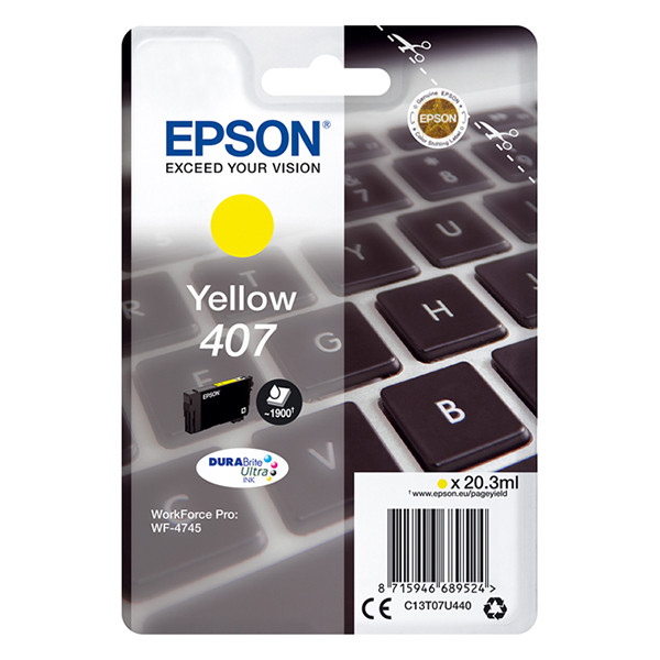 Epson 407 yellow ink cartridge (original Epson) C13T07U440 083562 - 1