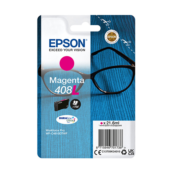 Epson 408XL high capacity magenta ink cartridge (original Espon) C13T09K34010 024128 - 1