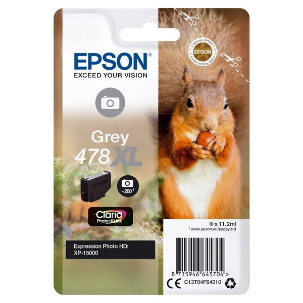 Epson 478XL high capacity grey ink cartridge (original) C13T04F64010 027196 - 1