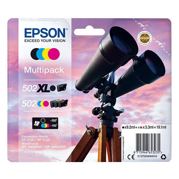 Epson 502XL BK / 502 C/M/Y ink cartridge 4-pack (original Epson) C13T02W94010 652028 - 1
