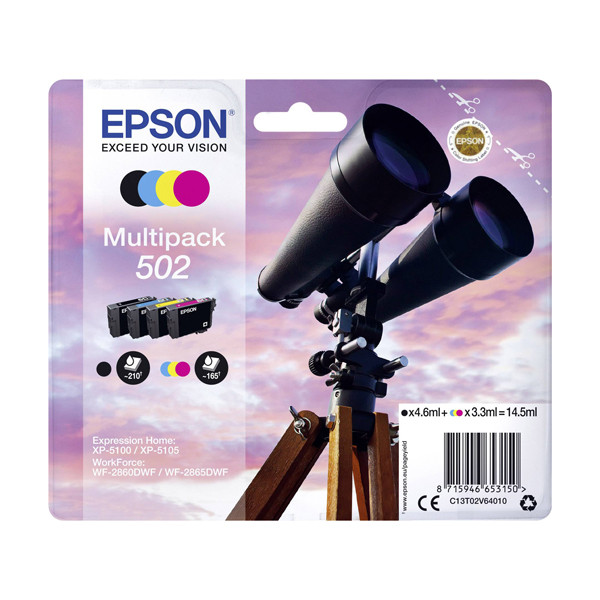 Epson 502 BK/C/M/Y ink cartridge 4-pack (original Epson) C13T02V64010 C13T02V64020 C13T02V64510 652000 - 1