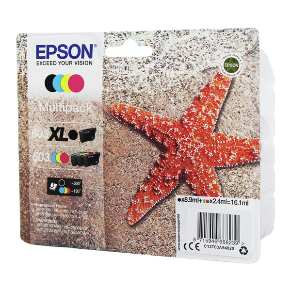 Epson 603XL BK / 603 C/M/Y ink cartridge 4-pack (original Epson) C13T03A94010 C13T03A94020 020687 - 1