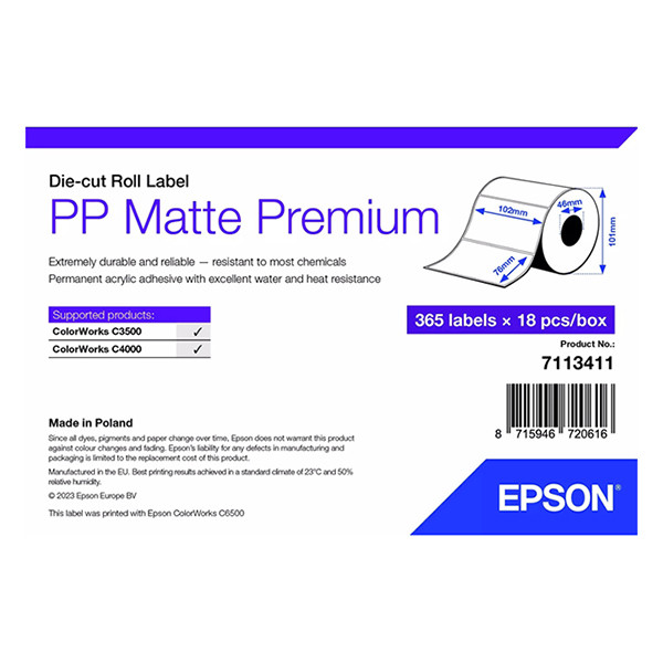 Epson 7113411 PP matte label 102mm x 76mm (original) 7113411 084476 - 1