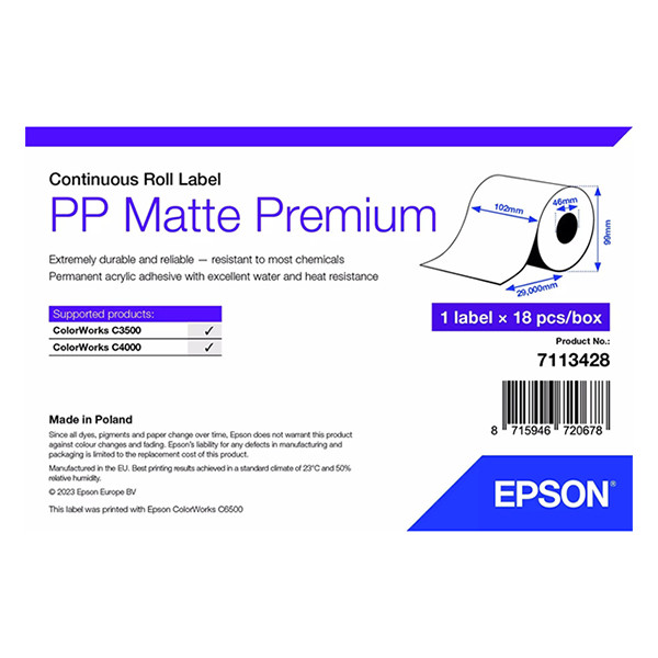 Epson 7113428 PP matte label 102mm x 29mm (original Epson) 084490 - 1