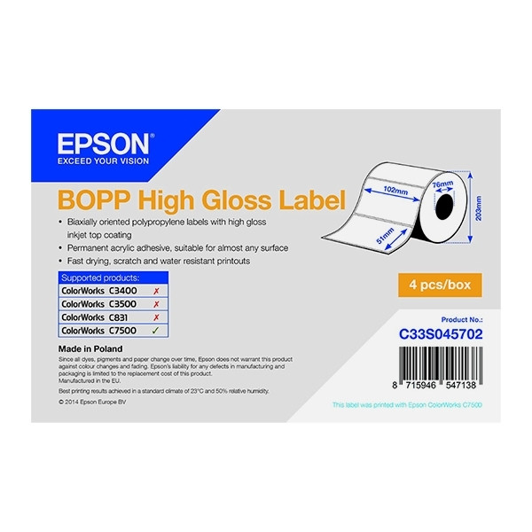 Epson C33S045702 BOPP high gloss label 102 x 51 mm (original) C33S045702 083348 - 1
