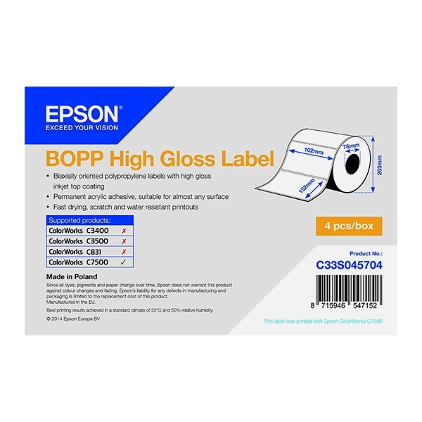Epson C33S045704 BOPP high gloss label 102 x 152 mm (original Epson) 083350 - 1