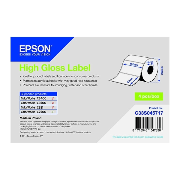 Epson C33S045717 high gloss label 102 x 51 mm (original) C33S045717 083304 - 1
