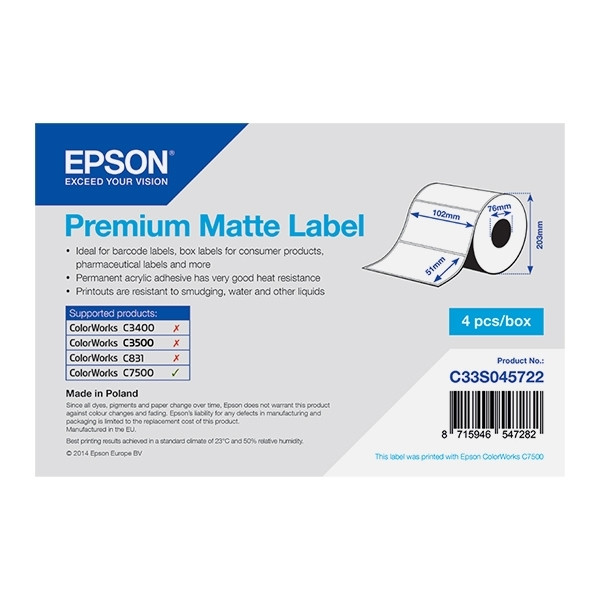 Epson C33S045722 premium matte label 102 x 51 mm (original) C33S045722 083314 - 1