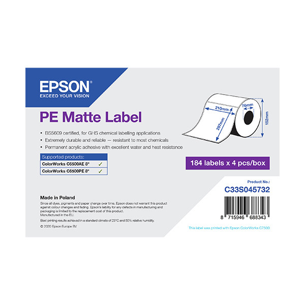 Epson C33S045732 PE matte label, 210mm x 297mm (original Epson) C33S045732 083626 - 1