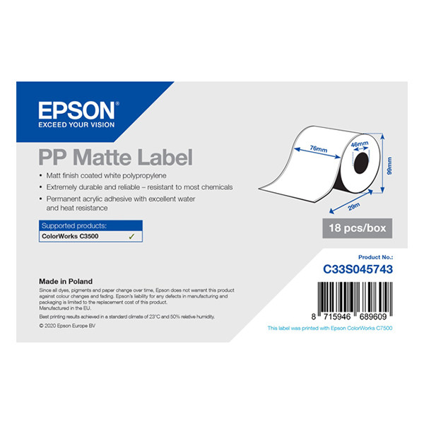 Epson C33S045743 PP matte labels 76mm x 29m (original Epson) C33S045743 083568 - 1