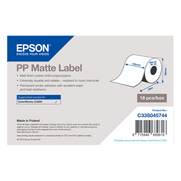 Epson C33S045744 PP matte labels 102mm x 29m (original Epson) C33S045744 083566 - 1