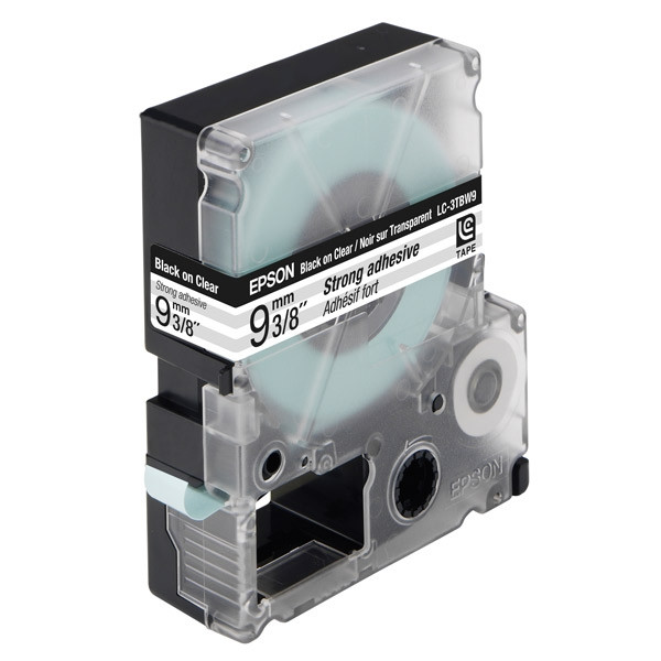 Epson LC-3TBW9 extra-adhesive black on transparent tape, 9mm (original) C53S624405 083018 - 1
